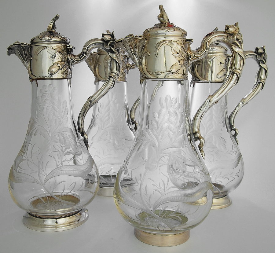 Rare Set of 4 Claret Jugs