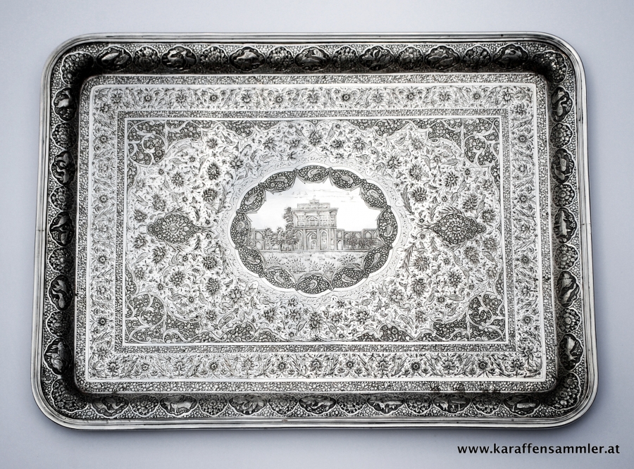 Persian silver tray