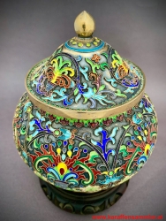 Chinese enamelled silver gilt tea caddy