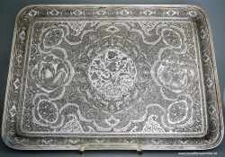 Remarkable Persian Silver Tray by KAREGARAN