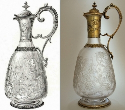A very interesting Exposition claret jug by John Figg, London 1866