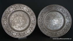 Pair of persian silver plates