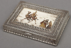 Indian solid silver box with ivory miniature