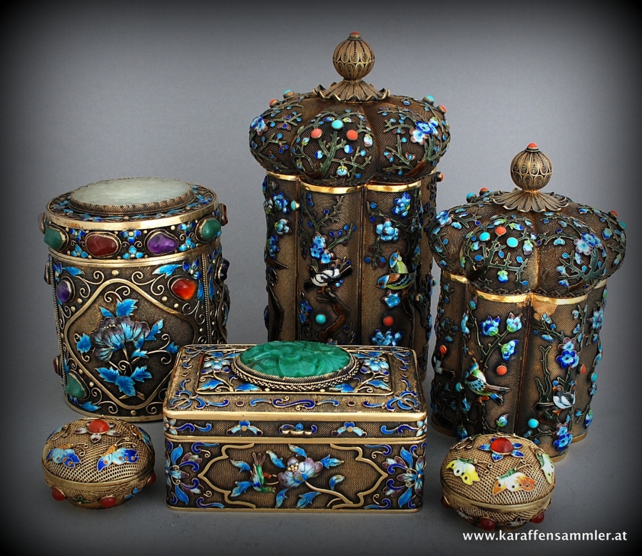 chinese enamelled silver gilt boxes