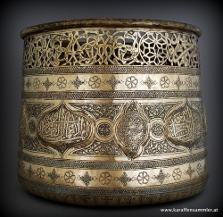 finely pierced & engraved brass islamic planter