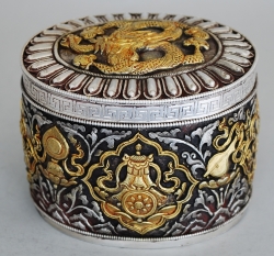 Tibetan Silver & Gilt Box