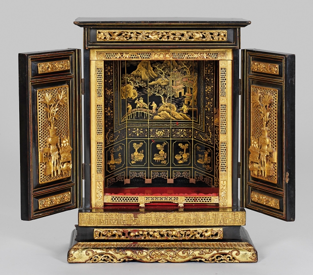 Lacquered & Gilded Ancestral Shrine Cabinet 1900